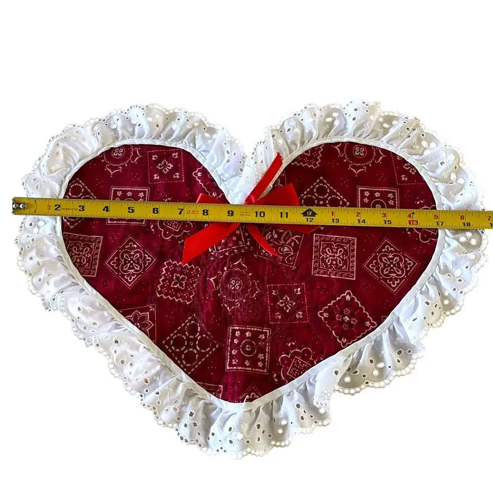 4pc Handmade Reversible Heart Placemats Red Bandana Fall Fabric Cottage